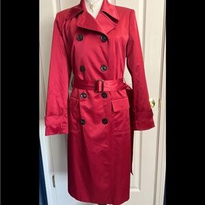 Anne Klein Scarlet Double-Breasted Trench Coat